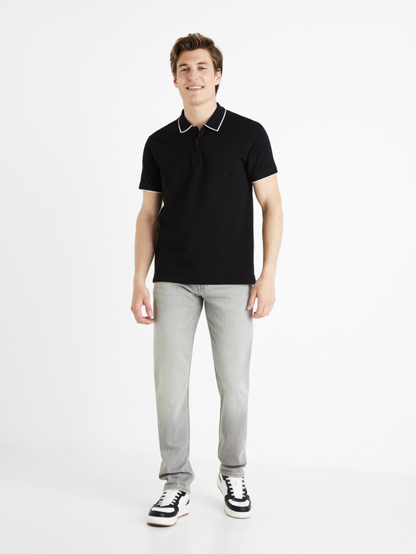 Celio Světle šedé pánské straight fit džíny Celio Fokrey