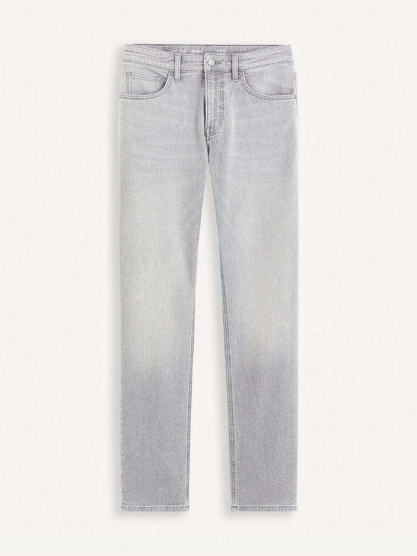Celio Světle šedé pánské straight fit džíny Celio Fokrey