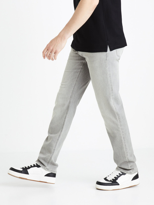 Celio Světle šedé pánské straight fit džíny Celio Fokrey
