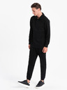Ombre Clothing Černá pánská tepláková souprava mikina s polo límcem + kalhoty Ombre Clothing