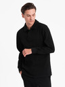 Ombre Clothing Černá pánská tepláková souprava mikina s polo límcem + kalhoty Ombre Clothing