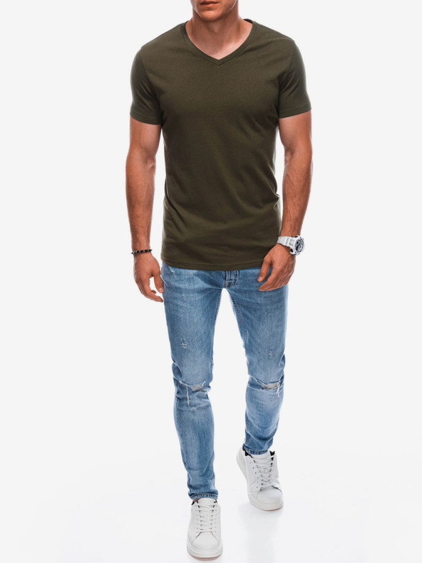 Edoti Khaki pánské basic tričko Edoti