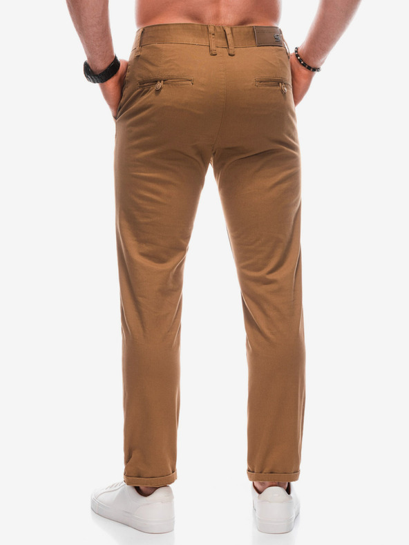 Edoti Hnědé pánské chino kalhoty Edoti