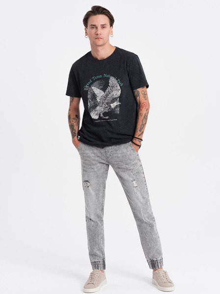 Ombre Clothing Světle šedé pánské džíny s potrhaným efektem Ombre Clothing