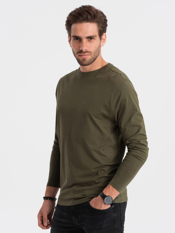 Ombre Clothing Khaki pánské basic tričko Ombre Clothing