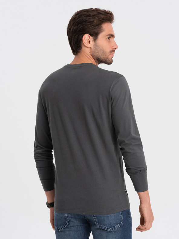 Ombre Clothing Tmavě šedé pánské basic tričko Ombre Clothing