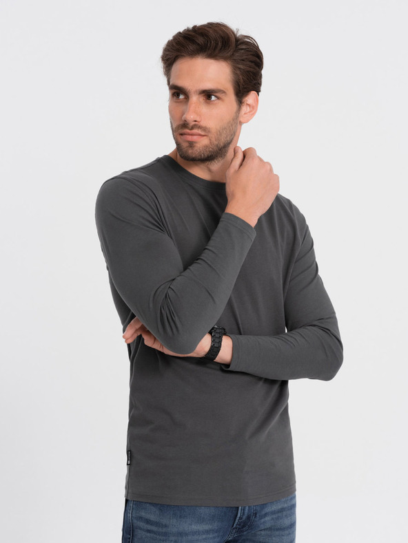 Ombre Clothing Tmavě šedé pánské basic tričko Ombre Clothing