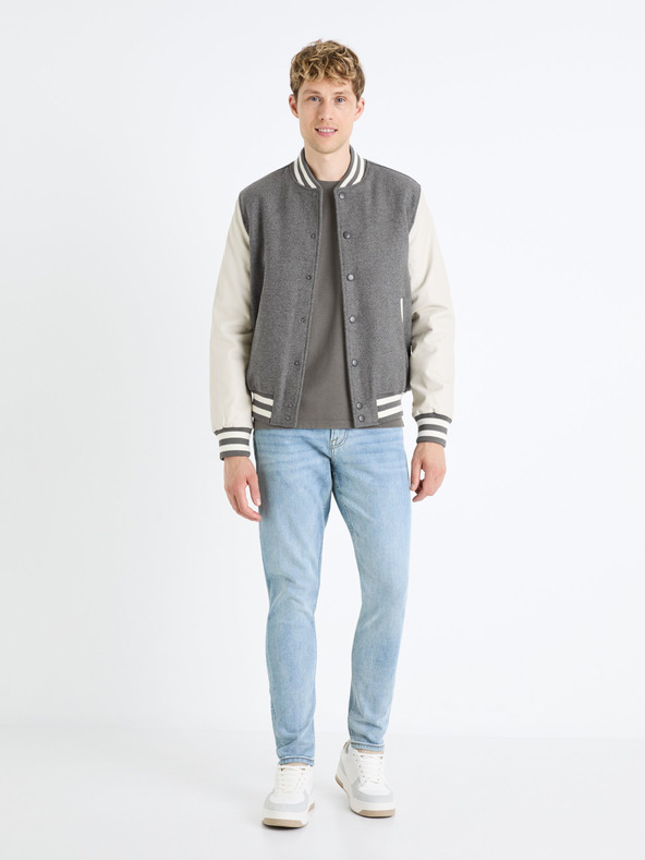 Celio Krémovo-šedý pánský bomber s příměsí vlny Celio Fuvarsi