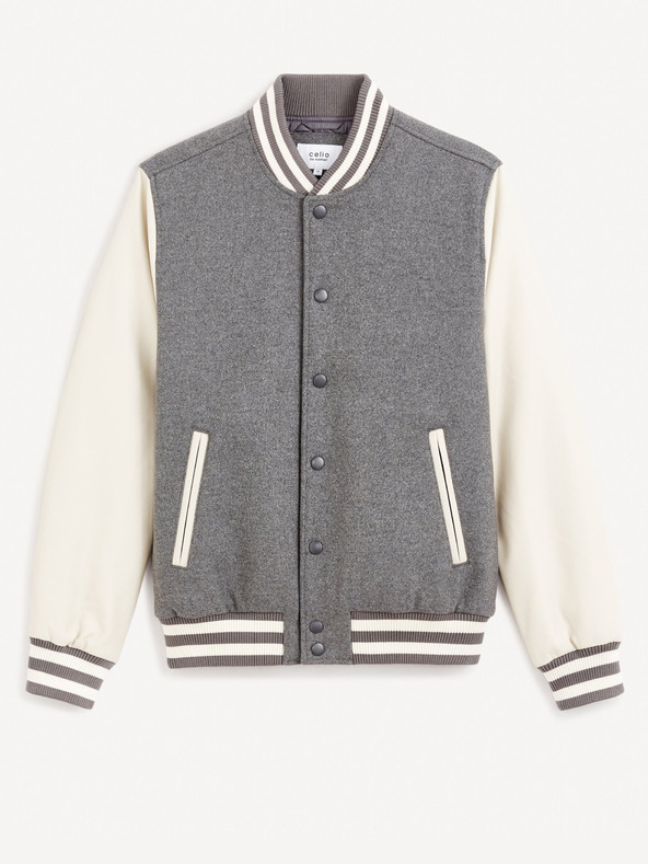 Celio Krémovo-šedý pánský bomber s příměsí vlny Celio Fuvarsi