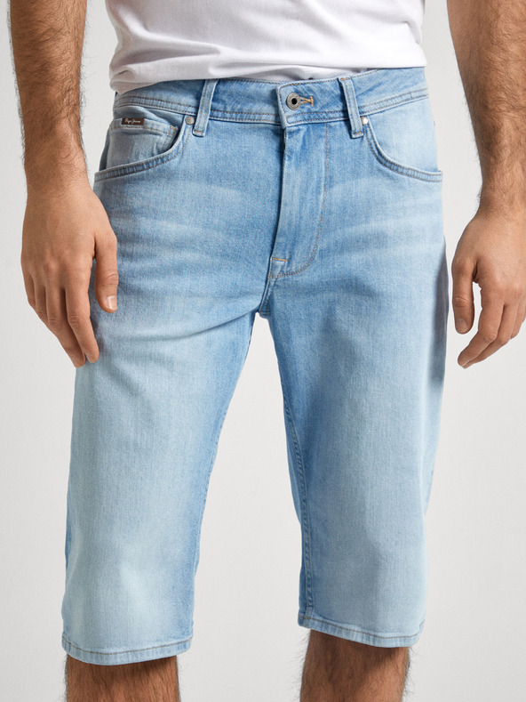 Pepe Jeans Modré pánské džínové kraťasy Pepe Jeans