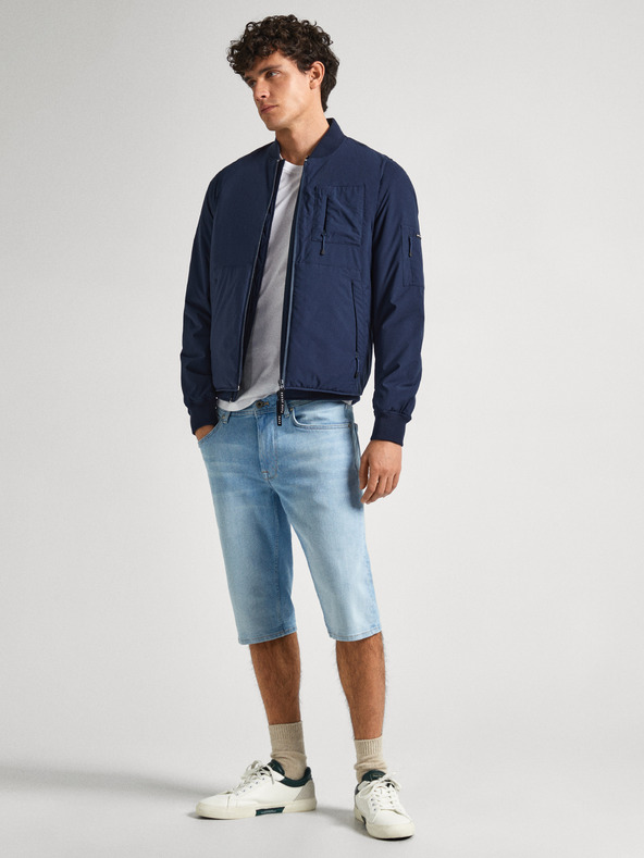 Pepe Jeans Modré pánské džínové kraťasy Pepe Jeans