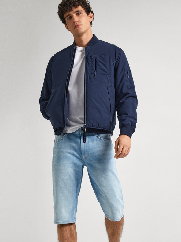 Pepe Jeans Modré pánské džínové kraťasy Pepe Jeans