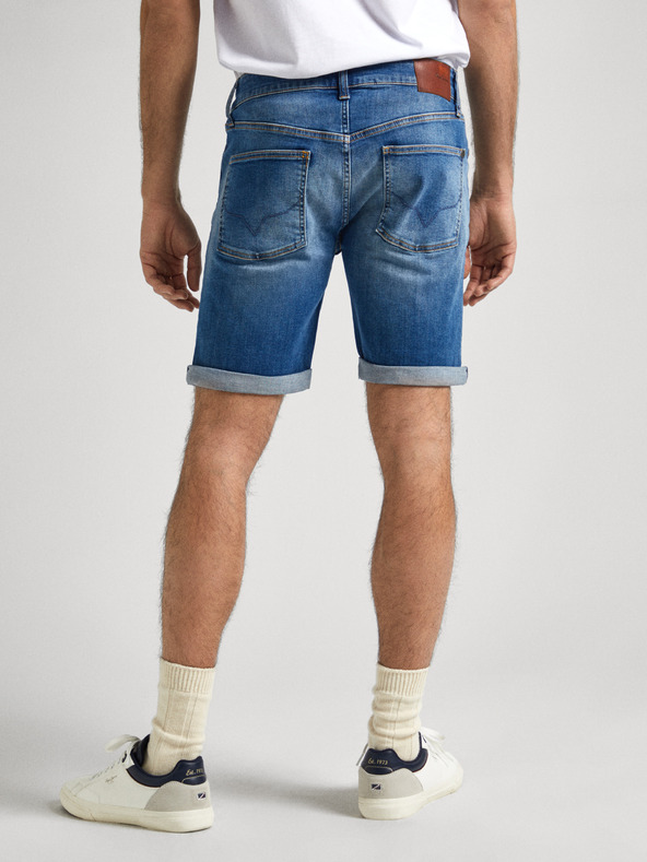 Pepe Jeans Modré pánské džínové kraťasy Pepe Jeans