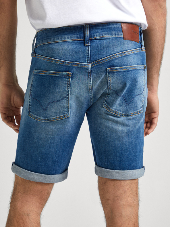 Pepe Jeans Modré pánské džínové kraťasy Pepe Jeans