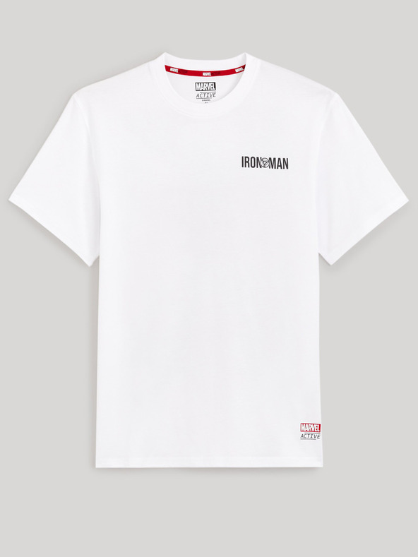 Celio Bílé pánské tričko s potiskem Celio Marvel  Iron Man