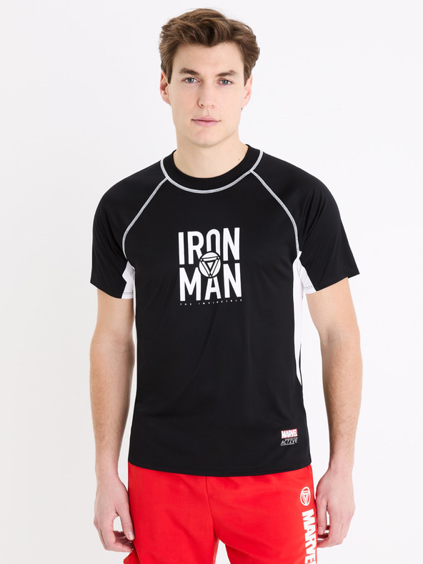 Celio Černé pánské sportovní tričko Celio Marvel Iron Man