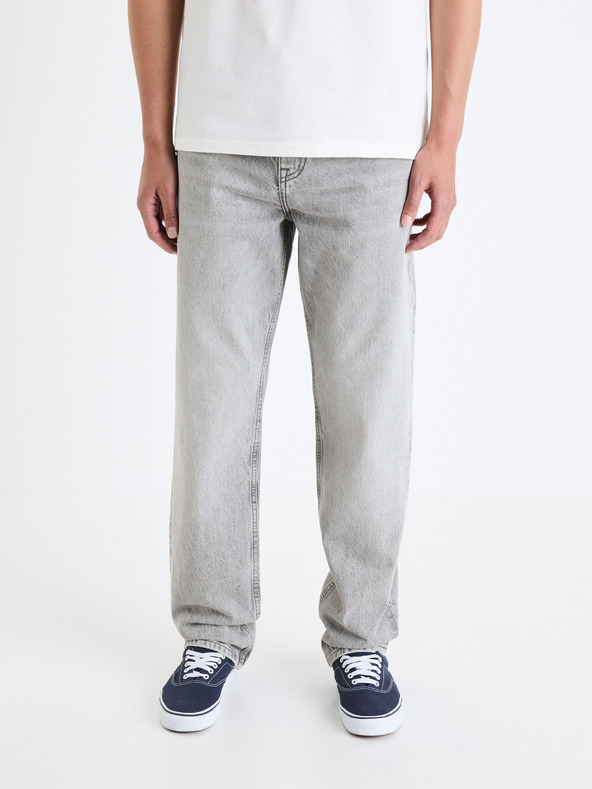 Celio Šedé pánské loose fit džíny Celio C75 Foloose