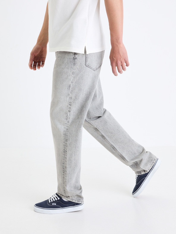 Celio Šedé pánské loose fit džíny Celio C75 Foloose