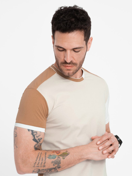 Ombre Clothing Hnědé pánské tričko Ombre Clothing