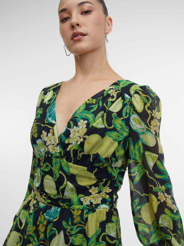 Orsay Černo-žluté dámské vzorované maxi šaty ORSAY