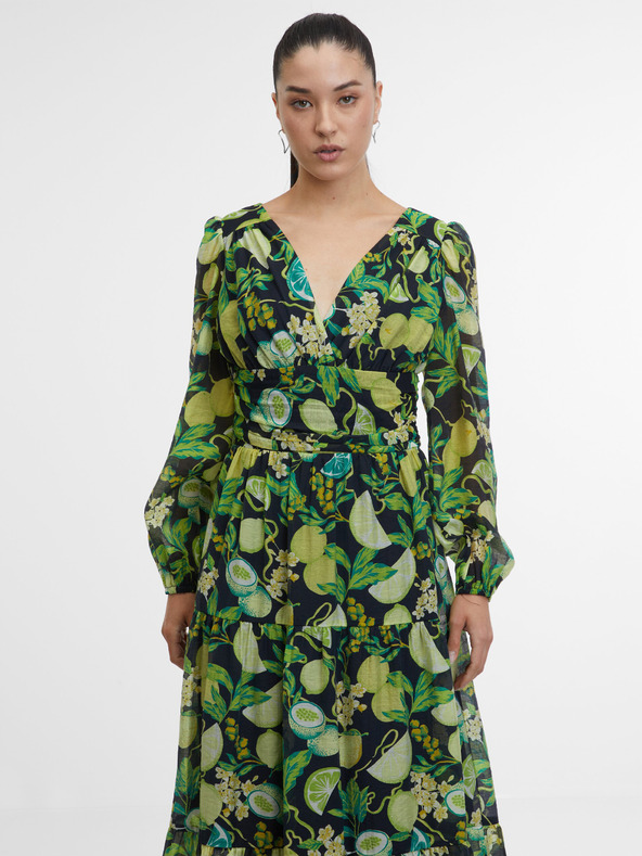 Orsay Černo-žluté dámské vzorované maxi šaty ORSAY