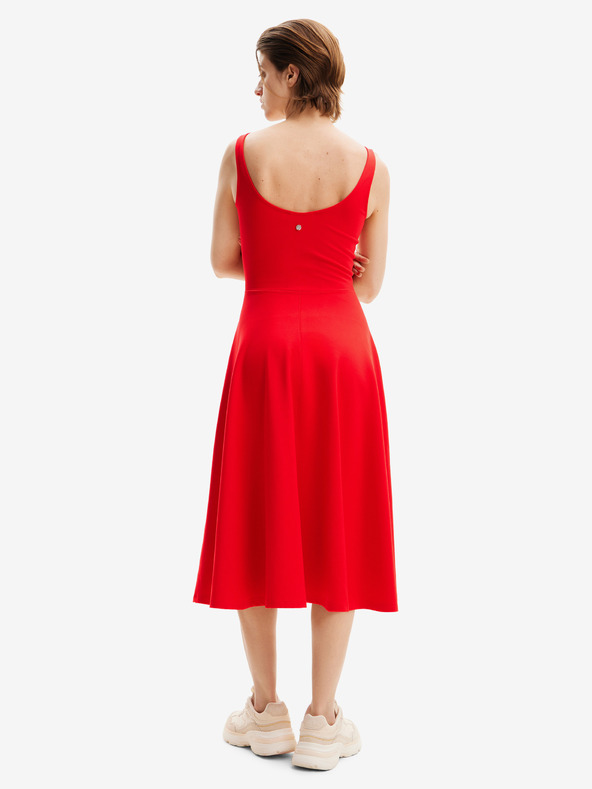 Desigual Červené dámské midišaty Desigual Haria