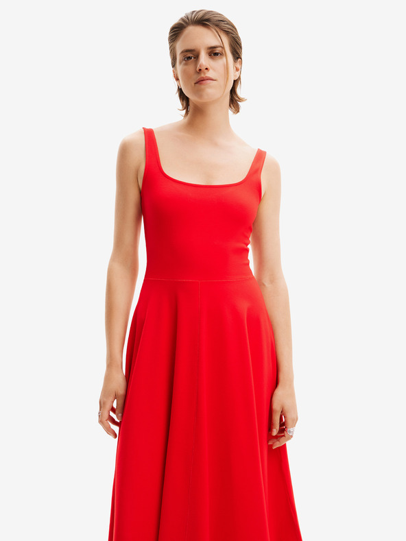 Desigual Červené dámské midišaty Desigual Haria