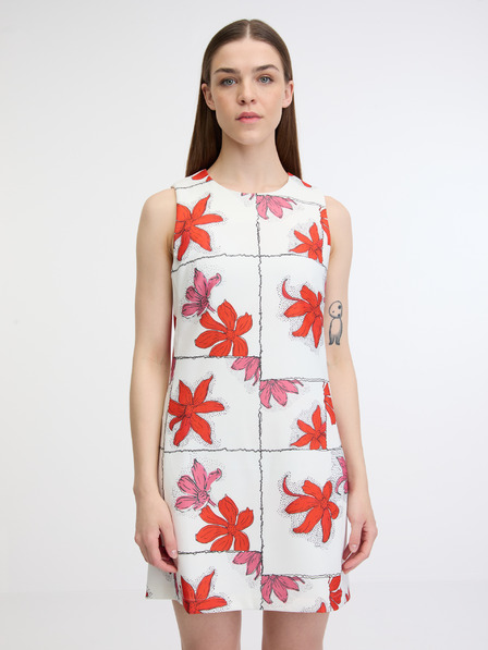 Desigual Červeno-bílé dámské květované minišaty Desigual Houston
