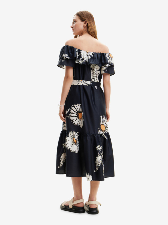 Desigual Černé dámské květované midišaty Desigual Georgeo