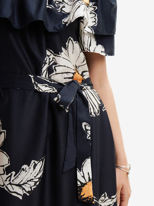 Desigual Černé dámské květované midišaty Desigual Georgeo