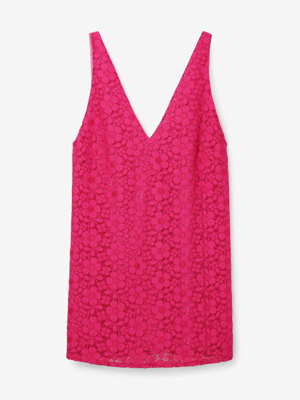 Desigual Tmavě růžové dámské krajkové šaty Desigual Lace