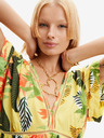 Desigual Žluté dámské květované plážové šaty Desigual Top Tropical Party