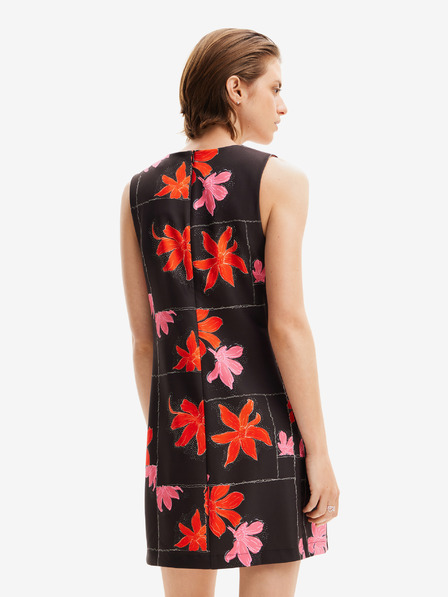 Desigual Červeno-černé dámské květované minišaty Desigual Houston