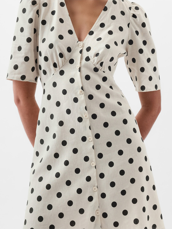 GAP Lněné puntíkované mini šaty GAP