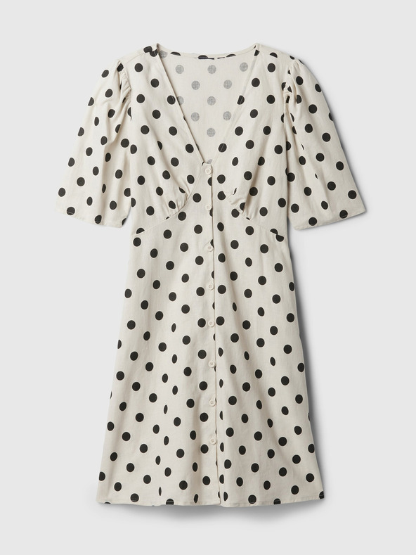 GAP Lněné puntíkované mini šaty GAP
