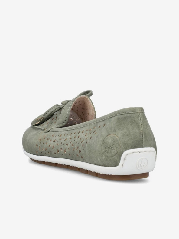 Rieker Zelené dámské mokasíny v semišové úpravě Rieker