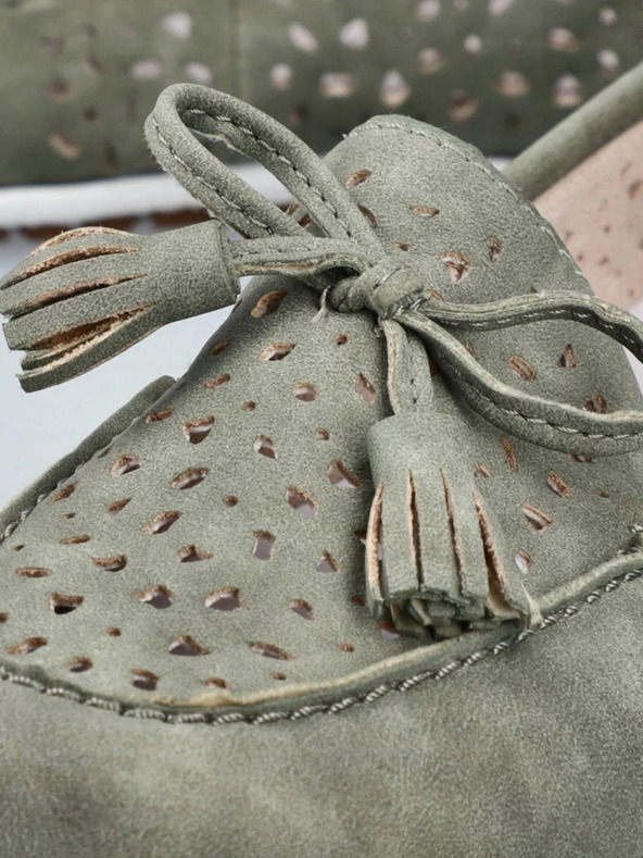 Rieker Zelené dámské mokasíny v semišové úpravě Rieker