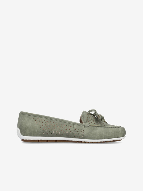 Rieker Zelené dámské mokasíny v semišové úpravě Rieker