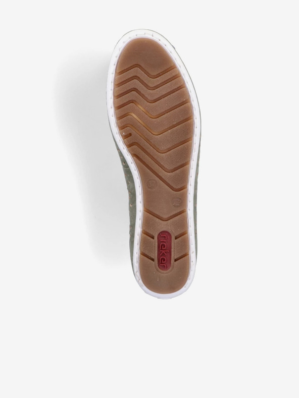 Rieker Zelené dámské mokasíny v semišové úpravě Rieker