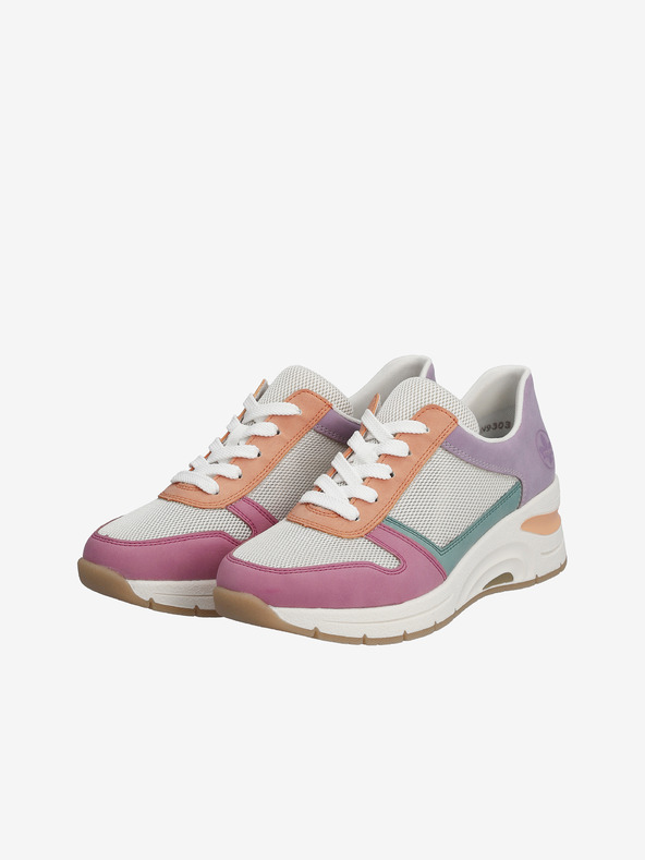 Rieker Krémovo-růžové dámské tenisky na klínku Rieker