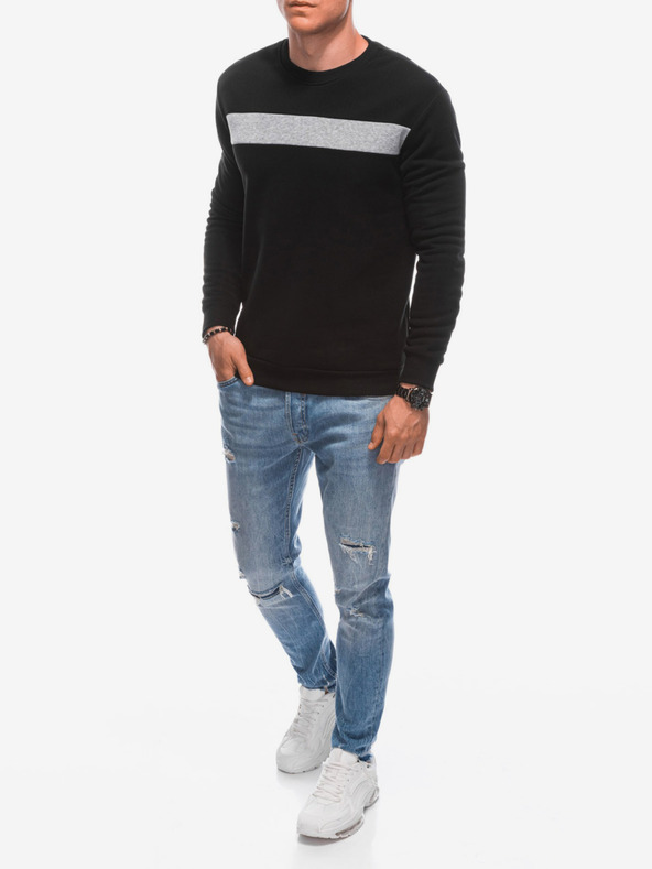 Edoti Pánská mikina bez kapuce 1598B - černá