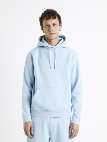 Celio Světle modrá pánská mikina s kapucí Celio Vesix