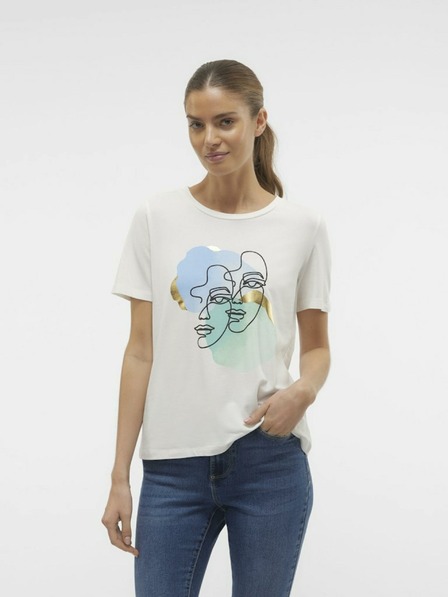 Vero Moda Krémové dámské tričko Vero Moda Facey