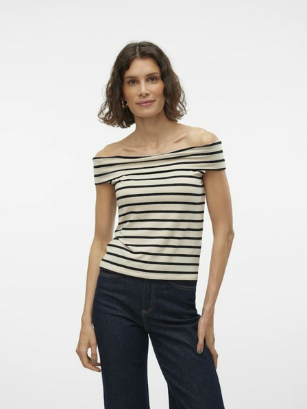 AWARE by VERO MODA Černo-krémový dámský pruhovaný top AWARE by VERO MODA Kenzi Fiona