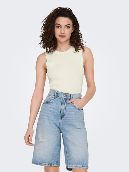 ONLY Krémový dámský žebrovaný basic top ONLY Majli
