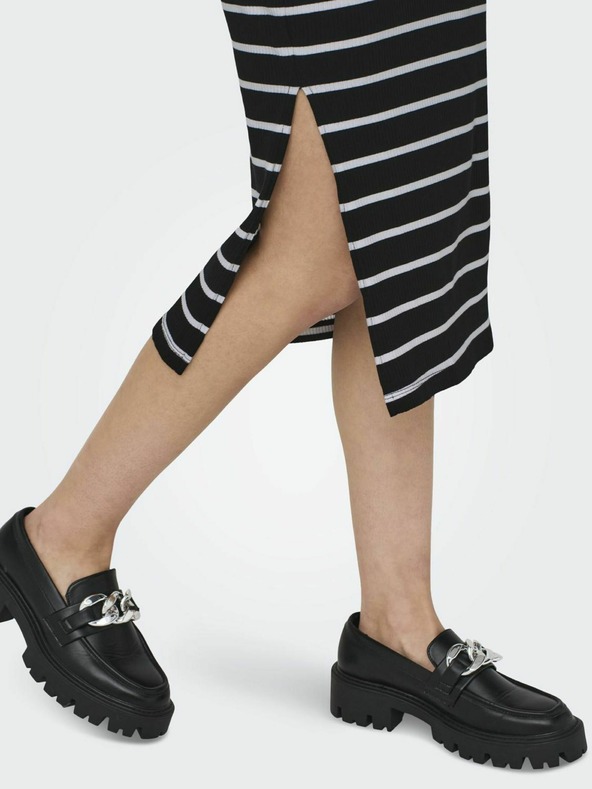 ONLY Černé dámské pruhované midi šaty ONLY Belfast