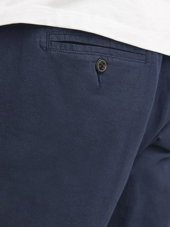 Jack & Jones Tmavě modré pánské chino kraťasy s příměsí lnu Jack & Jones Ace