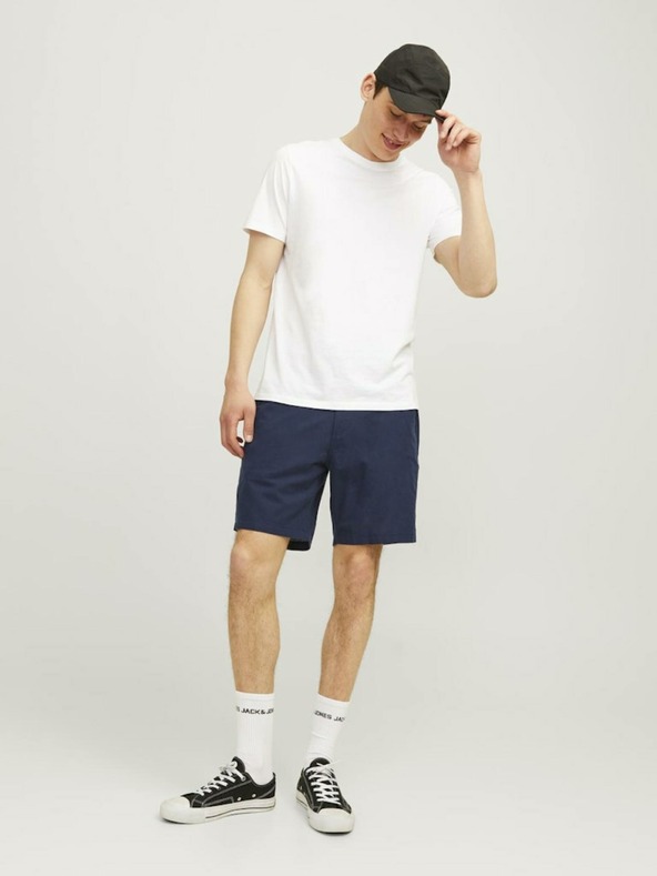 Jack & Jones Tmavě modré pánské chino kraťasy s příměsí lnu Jack & Jones Ace