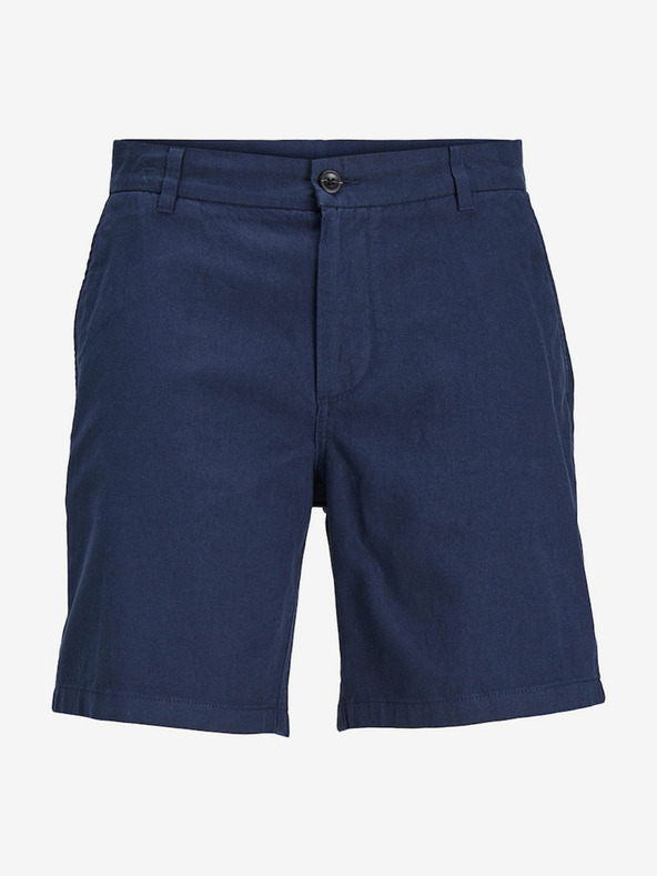 Jack & Jones Tmavě modré pánské chino kraťasy s příměsí lnu Jack & Jones Ace