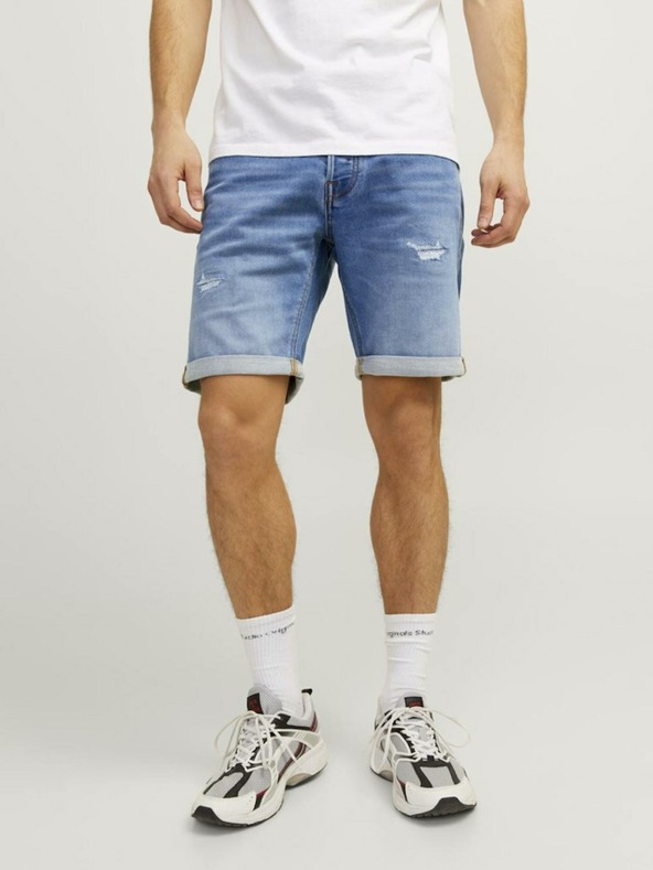 Jack & Jones Modré pánské džínové kraťasy Jack & Jones Rick